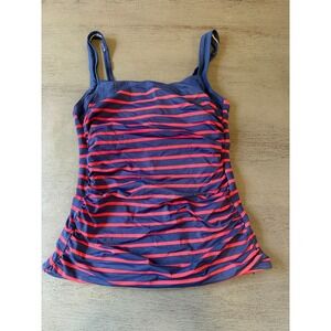blue red striped TALBOTS   swimsuit top tankini size US 6